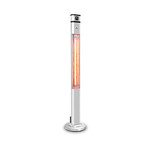 blumfeldt Heat Guru Plus Heizstrahler - Standheizstrahler, 2000 W, 60° Oszillation, 9-h-Timer, Carbon-Heizelement, 3 Heizstufen, Gehäuse mit eloxierter Aluminiumlegierung, IP44-Schutz, Silber