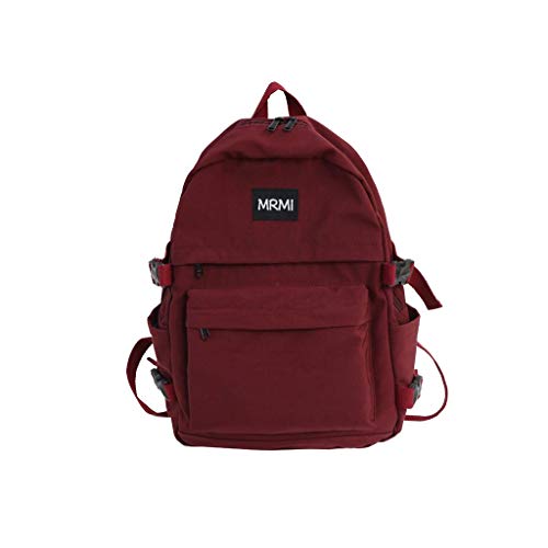 LABIUO Paar Rucksack,Mode Nylon Wasserdichter Freizeitrucksack Outdoor Großer Kapazität Rucksack Studentenrucksack(Rot,Freie Größe)