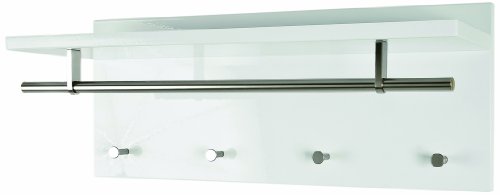 HAKU Möbel 42317 Wandgarderobe 75 x 26 x 30 cm, weiß / edelstahloptik