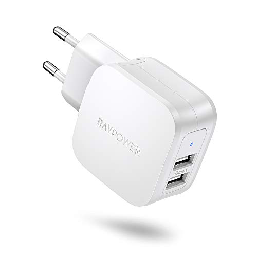 USB Ladegerät RAVPower 2-Port Ladestecker, 17W Ladeadapter USB Netzteil mit iSmart Technologie für iPhone XS/XS Max/XR/X/8/8 Plus, iPad, Galaxy S9 S8 Plus, LG, Huawei, HTC, MP3. usw