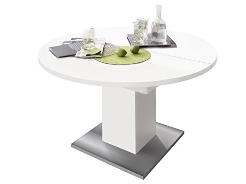 Esszimmertisch Speisentisch Esstisch Tisch Küchentisch Holztisch 'Judd III' weiß matt/Edelstahloptik