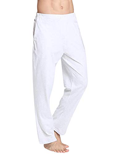 VENI MASEE Männer 100% Baumwolle Reine Farbe super weiche Pyjama Hosen Yoga Hosen - Grau - M