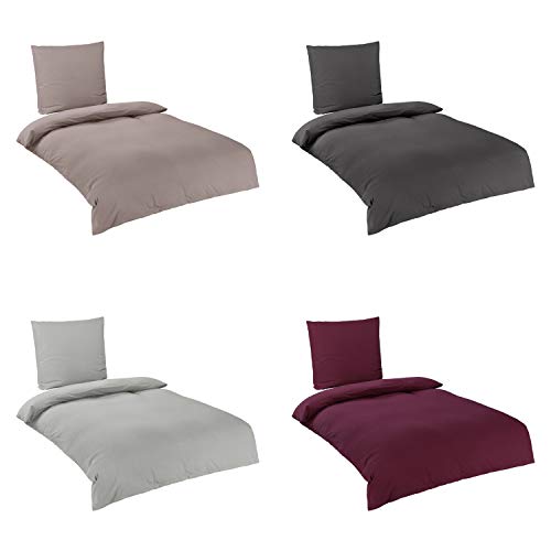 Baumwolle Jersey Select Bettwäsche in 3 Größen und 4 Farben, 135x200 cm Grau