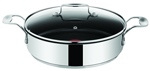 Tefal E79071 Jamie Oliver Induction Servierpfanne mit 2 Seitengriffen und Glasdeckel, 25 cm, 2,8L, Edelstahl