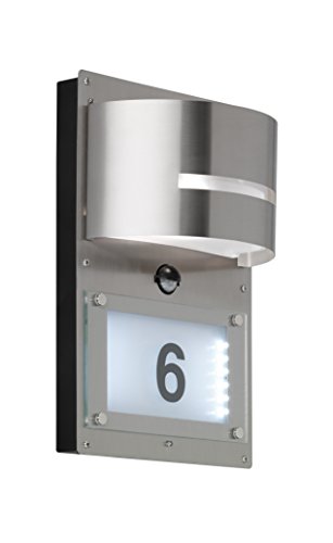 WOFI Hausnummernleuchte, Metall, E27, 14.7 W, Edelstahl Gebürstet Roh, 12.5 x 22 x 32 cm