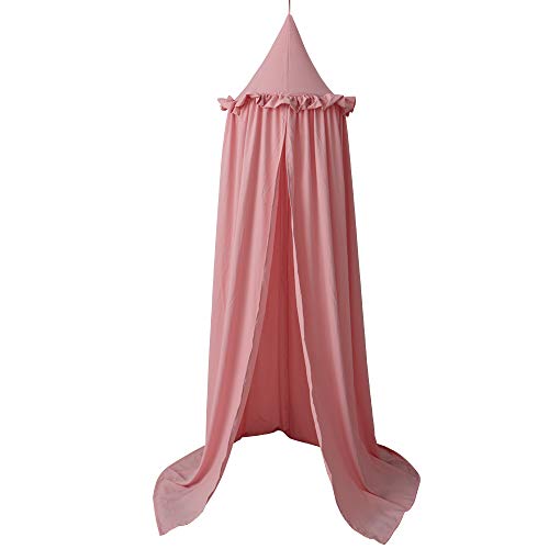 Baby Seidenbaumwollgewebe Baldachin, Tyhbelle kinder Bett Kuppel Chiffon Betthimmel Moskitonetz Spiel Zelt Gut für Baby Ankleidezimmer Innen im Freienspiel Lese Schlafzimmer (Baumwoll-Pink)