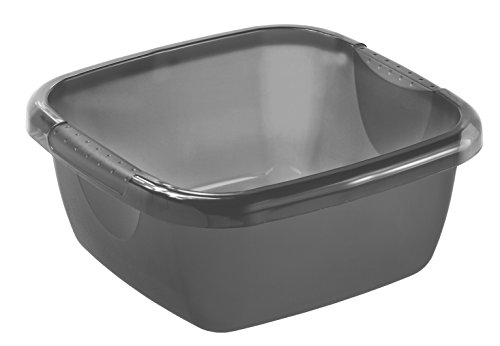 Rotho 1782308812 Becken Daily quadratisch, Spülwanne aus Kunststoff (PP) in Anthrazit, Inhalt 5 L, circa' 29 x 29 x 12 cm Kunststoffwanne, Plastik