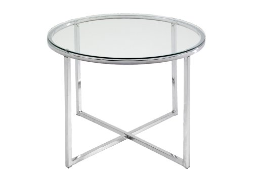 AC Design Furniture 0426862046 Beistelltischisch Gurli, klarglas 5 mm, 70 x 75 cm, Gestell Metall verchromt