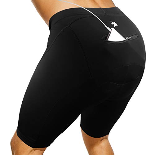 GRAT.UNIC Radlerhose, Herren Fahrradhose kurz mit Sitzpolster 9D, Fahrradhose schnelltrockende, Atmungsaktiv Kurze Hosen, Elastische Radhose (Schwarz, M)