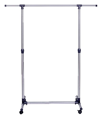 Songmics LLR01L Kleiderständer Ausziehbar mit Rollen, Metall, blau, 150 x 44 x 165 cm