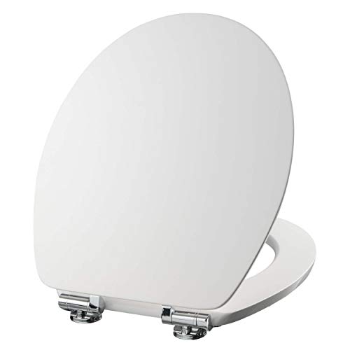 WC Sitz mit Absenkautomatik, Antibakteriell, Stabile Metall-Scharniere verchromt, rostfrei, hochwertige stabile Qualität, MDF Holz, WC Deckel