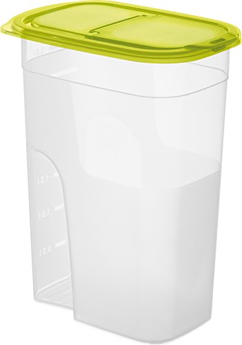 Rotho Schüttdose 'Sunshine' aus Kunststoff (PP), klein - Inhalt 2.2 L, Dose mit Deckel und Verschlussklappe zum Schütten - BPA- und schadstofffrei - transparent/grün, ca. 20.3x13.5x16 cm (LxBxH)