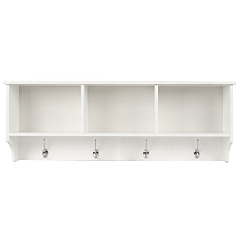 HOMFA Landhaus Wandschrank Wandgarderobe Flurgarderobe Hängeschrank Wandregal Küchenschrank Badschrank Wandboard Medizinschrank Küchenregal Weiß 98x20x35cm