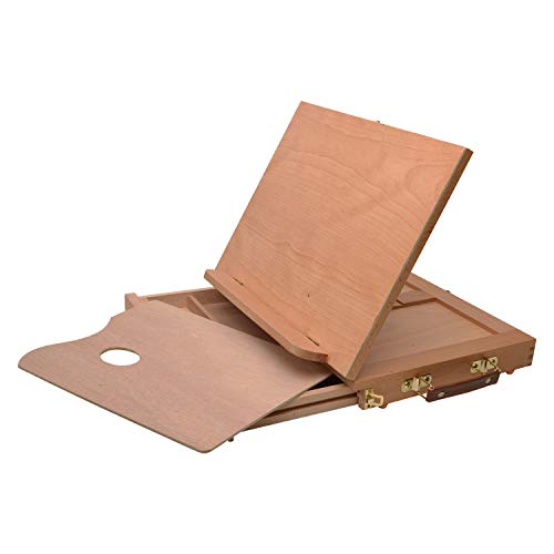 Artina Zeichenbrett Calais 33x26x24cm Tischstaffelei Buchstütze Holz-Staffelei mit Aufbewahrungsfach u Malmischpalette