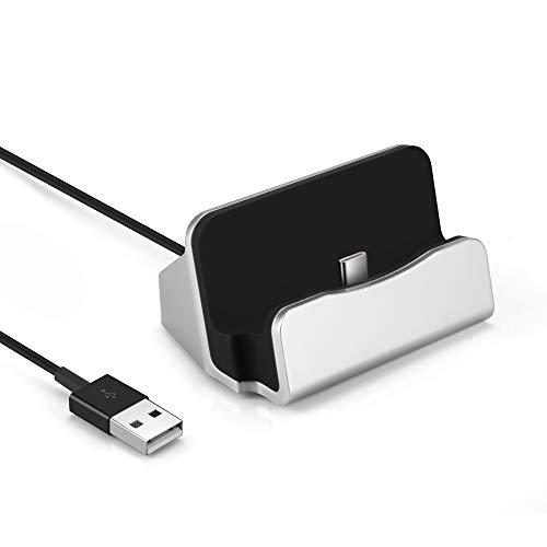 Phone Star TYP-C Docking Station Ladestation [inkl. Ladekabel] passend für Galaxy Note 9, A8 (2018), S9 (Plus), Mate 10 Pro, Mate 20, P20 (Pro), Xperia XZ1 (Compact), XZ2 etc. in Silber