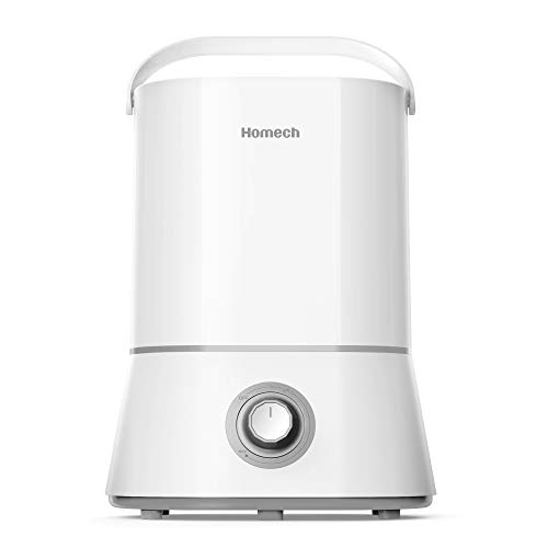 Luftbefeuchter Ultraschall, Homech Raumbefeuchter 4L 50 Std Betriebszeit Kalt Dampf bis 40-70 m² Abschaltautomatik, Humidifier mit 360° drehbaren Dampfdüse, geeignet für Wohn-, Schlafzimmer Büro