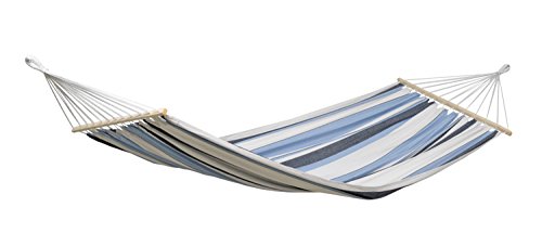 AMAZONAS Stabhängematte Samba Marine wetterfest und UV-beständig 210cm x 140cm bis 150kg blaugestreift