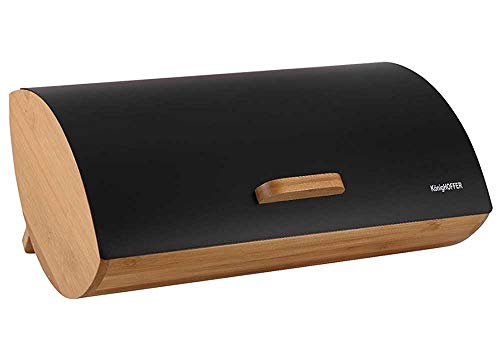 Konighoffer Brotbox Brotkasten Brotkiste Holz Edelstahl Brotkorb COSMICO schwarz