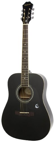 Epiphone DR-100 Dreadnaught Akustik-Gitarre (Ebenholz Lack, Mahagoni Korpus, Ausgewählte Fichtendecke, 25.5 Mensur, Palisander Griffbrett)