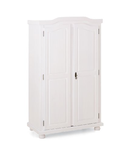 Inter Link Alpine Living Kleiderschrank Bauernschrank Landhausschrank Drehtürenschrank Kiefer massiv weiss lackiert