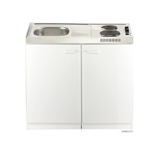 respekta Miniküche Single Pantry Küche Küchenblock 100 cm Weiss ohne Kühlschrank Pantry OK