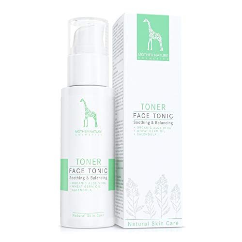 Face Tonic mit Bio-Aloe Vera, Weizenkeimöl und Calendula - NATURKOSMETIK VEGAN - 125 ml by Mother Nature Cosmetics - Gesichtswasser für normale Haut, Mischhaut und unreine Haut