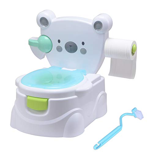 Voilamart Toilettentrainer mit Musik Kidskit Kindertopf Töpfchen Kindertoilette Kindertopf Kindertopf Lerntöpfchen,Ab ca. 6 Monate (Bär Muster)