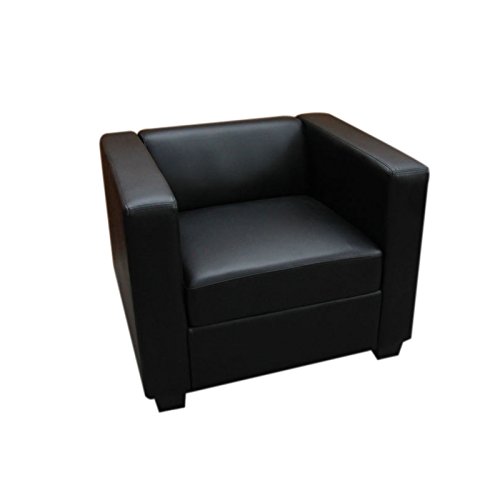 Mendler Sessel Loungesessel Lille ~ Leder, schwarz