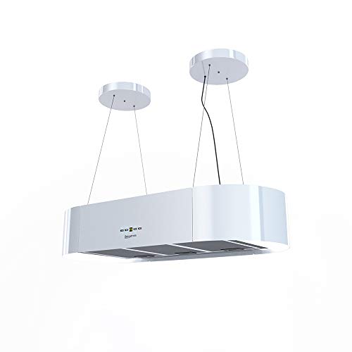 BERGSTRÖM Dunstabzugshaube KLAAS freihängend Inselhaube oval (Weiß (hochglänzend))