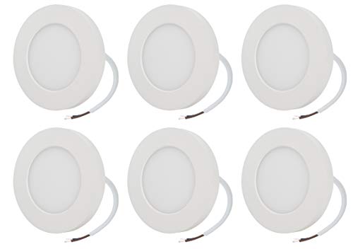 6er Set Aufbauleuchte Deckenleuchte Karl 6Watt 230Volt Warmweiss 2700K 450Lumen Sofort Helles Licht Panel Weiss Matt Rund EEK A++ Downlight