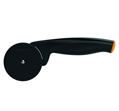 Fiskars Pizzaschneider mit hochwertigem Kunststoff-Schneidrad, 19 cm, Functional Form, Schwarz/Orange, 1019533