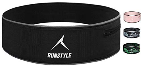 Runstyle Sport Laufgürtel mit Reißverschluss, elastische Fitness Bauchtasche mit Wasserabweisender Innentasche alle Smartphones bis 6,5' für iPhone X XS XR 8 8 Plus 7, 7 Samsung Galaxy S10 S9 S8 Plus