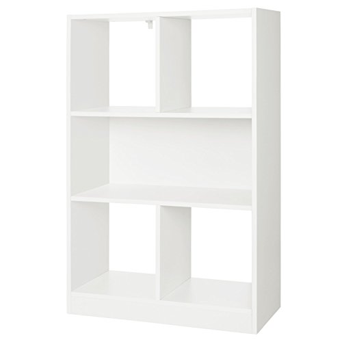 SONGMICS Bücherregal, Raumteiler Regal, Standregal aus Holz mit Offenen Fächern, Vitrine für Wohnzimmer, Schlafzimmer, Kinderzimmer und Büro, 65,5 x 100 x 30 cm (BxHxT),Weiß LBC51WT