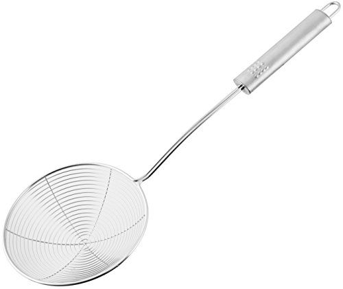 Fackelmann Abseihlöffel, Schöpflöffel aus Edelstahl, Schaumlöffel zum Kochen und Frittieren - spülmaschinengeeignet & hitzebeständig (Farbe: silber, Länge: 37,5 cm), Menge: 1 Stück