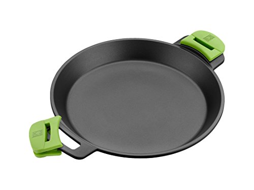 BRA Prior Paella-Pfanne aus Aluminiumguss, mit Antihaft-Beschichtung Teflon Classic, Silikongriffe, schwarz, 36 cm