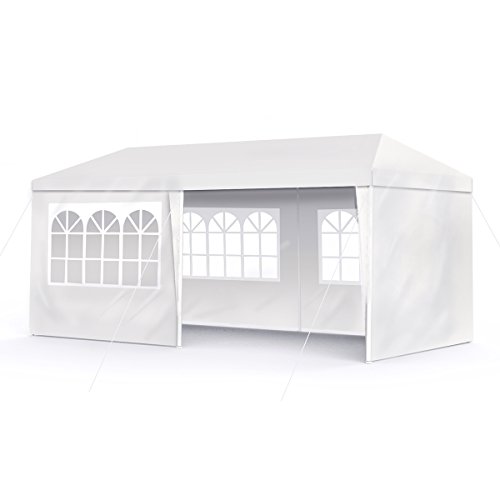 Sekey 3x6m Garten Wasserdicht Pavillon / Gartenpavillon / Verstellbare / Gartenzelt Beine, für Garten / Party / Hochzeit / Picknick, UV30+,Seitenwänden，weiß