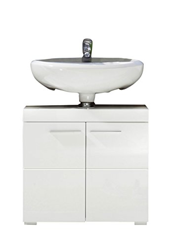 Trendteam Badezimmer Waschbeckenunterschrank Unterschrank Amanda, 60 x 56 x 34 cm in Weiß Hochglanz mit viel Stauraum