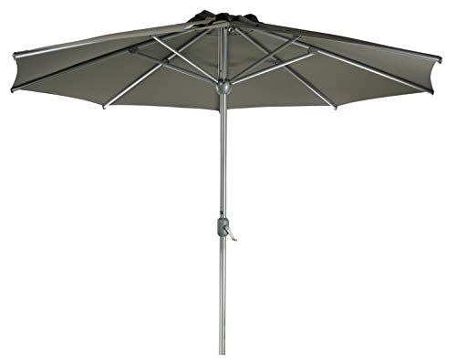 Sonnenschirm Parasol | Taupe Braun Grau | Ø 300 cm / 3m | Rund | SORARA | Apple | Mastdurchmesser Ø 48 mm | Polyester 180 g/m² (UV 50+)| Kurbel Mechansimus (excl. Base)