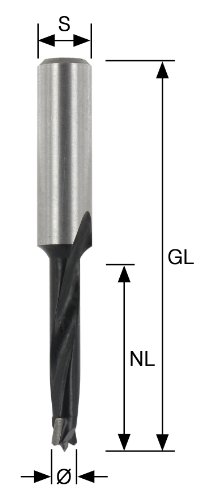 ENT Bohrer Dübelbohrer HW (HM) für Oberfräse S8 D5x30 GL57mm