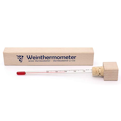 Lantelme Weinthermometer Holzetui Weinglas Wein Thermometer Analog Holz Glas 6273