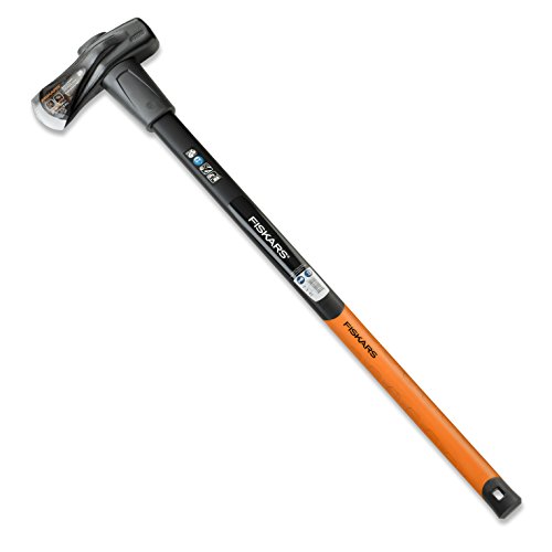 Fiskars Spalthammer (geschmiedet), 2 in 1 Axt und Hammer, Gewicht: 3,68 kg, Gehärtete Stahl-Klinge/Glasfaserverstärkter Kunststoff-Griff, Schwarz/Orange, X37, 1001704