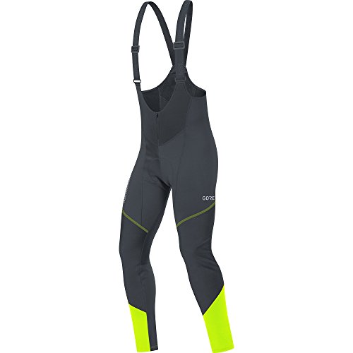 GORE Wear Winddichte Herren Fahrrad-Trägerhose, Mit Sitzpolster, C3 GORE WINDSTOPPER Bib Tights+, XL, Schwarz/Neon-Gelb, 100337