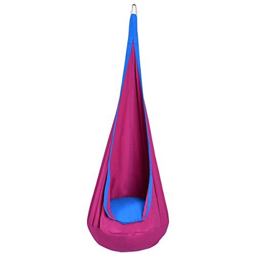 COSTWAY Hängeschaukel Hängesitz Hängehöhle Hängesessel Kinderhängesitz Kinder Fly Schaukel mit Sitzkissen (Rosa)