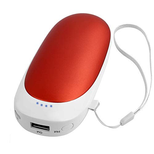 T98 USB Handwärmer, Elektrisch Taschenofen Doppelseitig Aufladbarer Taschenwärmer Wiederverwendbar, 5200mAH Hohe Kapazität Tragbare Powerbank für Handys iPad Tablets Smartphones MP3-Player etc