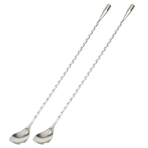 COOCANKE 12 Zoll Edelstahl Rührlöffel Bar Löffel Rührlöffel Spirale Muster Bar Cocktail Shaker Löffel Barware Rührlöffel 2 Stück (2 Stück)