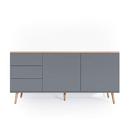 Vicco Sideboard Corona Kommode Schrank in grau und weiß verfügbar, Scandi-Look (Grau)