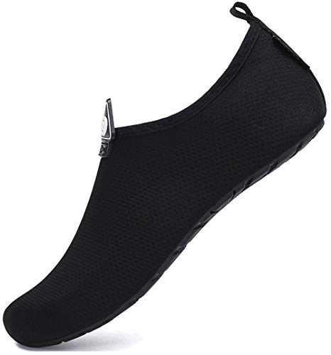SAGUARO Damen Herren Badeschuhe Wasserschuhe Schwimmschuhe Männer Frauen Barfußschuhe für Strand,Pool,Meer,Wassersport,Tauchen,Surfen,Aqua Cycling,Kajakfahren,Windsurfen(032 Schwarz,38/39 EU)