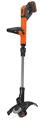 Black+Decker Akku-Rasentrimmer, Powercommand, EasyFeed (18V 4.0Ah, inkl. Akku und Ladegerät, 30 cm Schnittbreite) STC1840EPC, schwarz orange