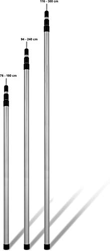 normani Aufstellstange Teleskopstangen Stützstange aus Alu in unterschiedlichen Längen von 76 cm bis 300 cm - 3 Segemnte für Zelt, Tarps, Sonnensegel oder Plane