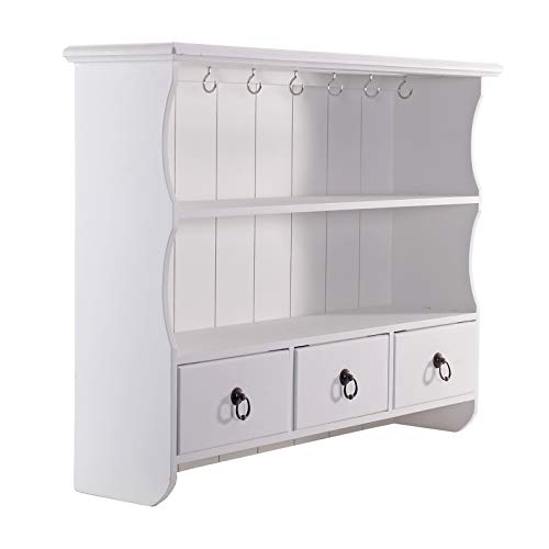 DESIGN DELIGHTS Landhaus KÜCHEN WANDREGAL Frieda | weiß, 51x67 cm, mit Schubladen | Shabby Chic